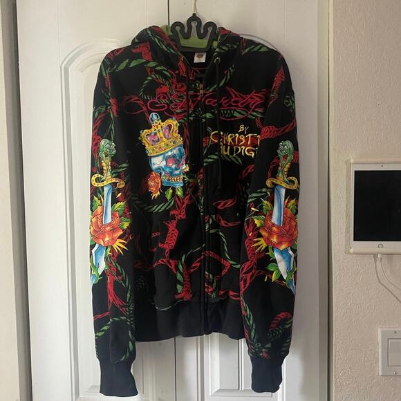 Ed Hardy by Christian Audigier AOP Tattoo Hoodie - Picture 1 of 10